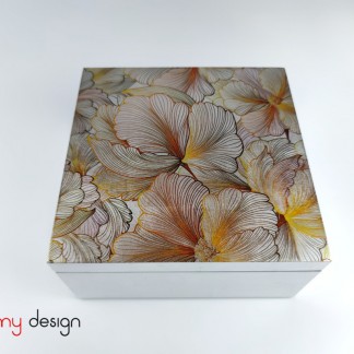 Silver square lacquer box with flower pattern 20*H9 cm 